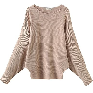 Naturally99 Women's Light Weight Long Dolman Sleeve Batwing Premium Wool Sweater Knit Top (Beige) | Amazon (US)