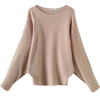 Naturally99 Women's Light Weight Long Dolman Sleeve Batwing Premium Wool Sweater Knit Top (Beige) | Amazon (US)