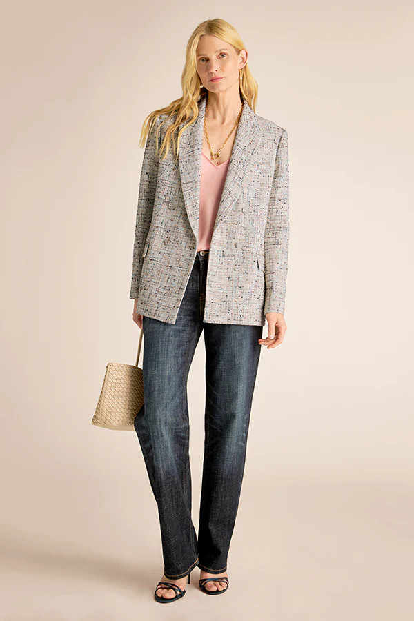 O'Hara Boyfriend Blazer - Confetti Slub :: Ivory/Blue Multi | MM LaFleur