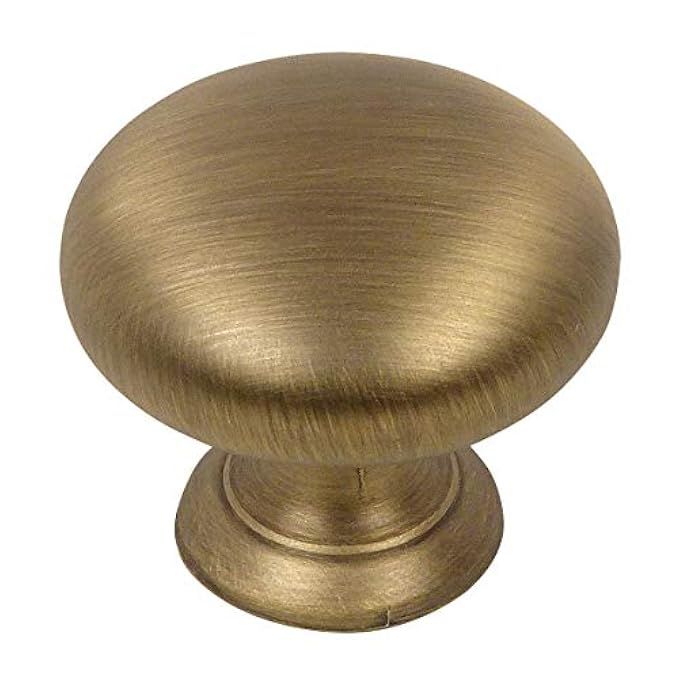 10 Pack - Cosmas 4950BAB Brushed Antique Brass Cabinet Hardware Round Mushroom Knob - 1-1/4" Diamete | Amazon (US)