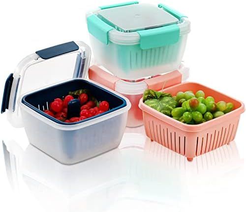 Frcctre 3 Pack 50oz Berry Keeper Box Container Fruit Storage Containers for Fridge, Produce Saver Fo | Amazon (US)