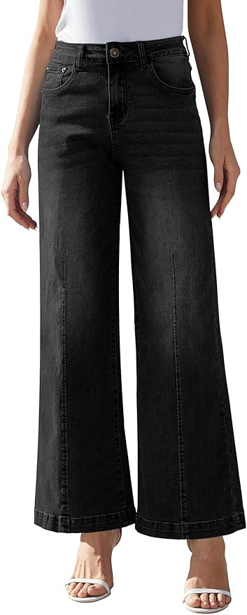Wide Leg Jeans for Women - High Waisted Baggy Jeans Stretch Loose Denim Pants | Amazon (US)