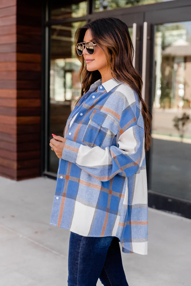 Dreaming Again Blue Plaid Blouse | The Pink Lily Boutique