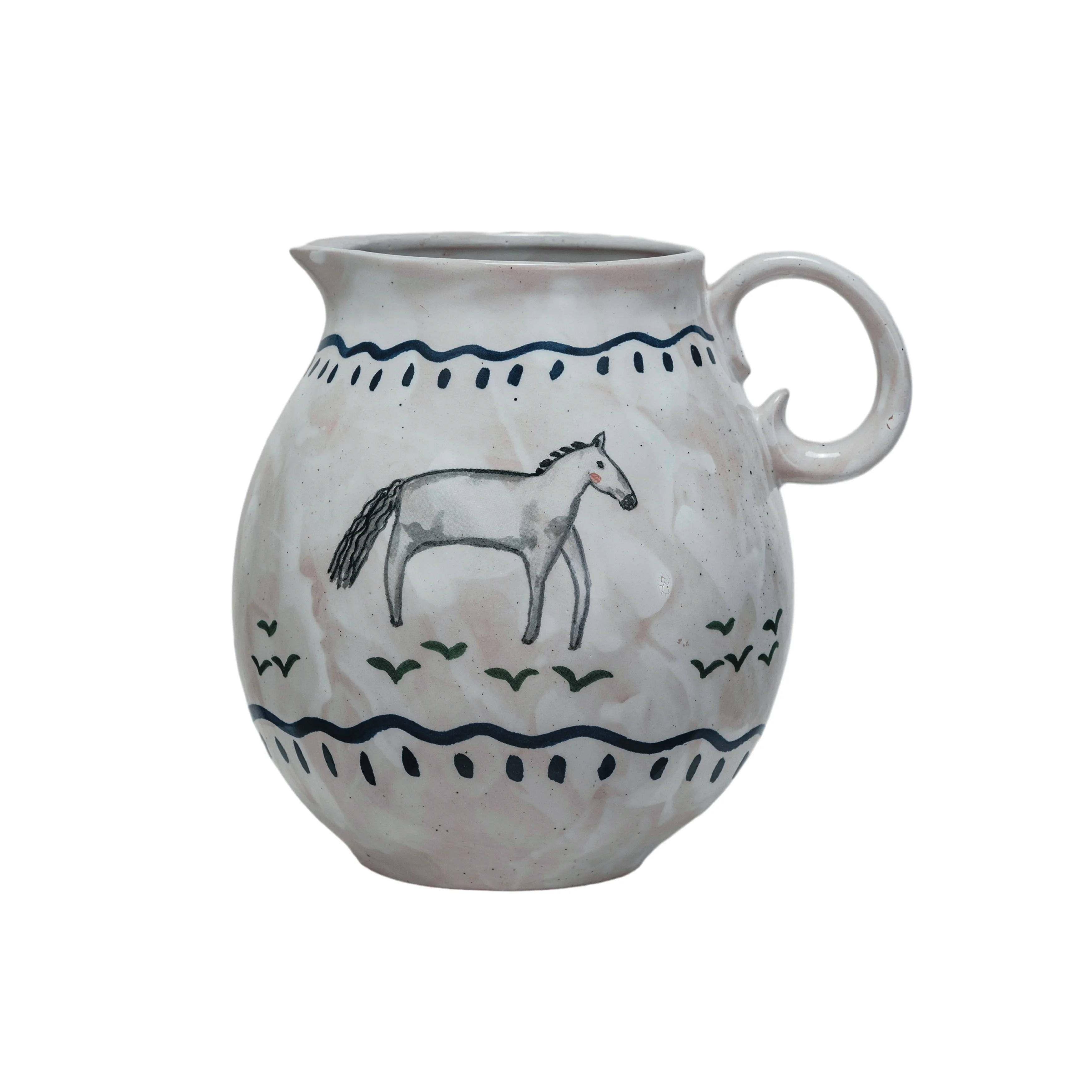 Creative Co-Op Horse Stoneware Pitcher, Multicolor | Walmart (US)