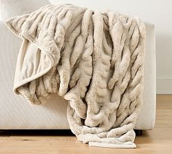 Faux Fur Ruched Throw | Pottery Barn (US)