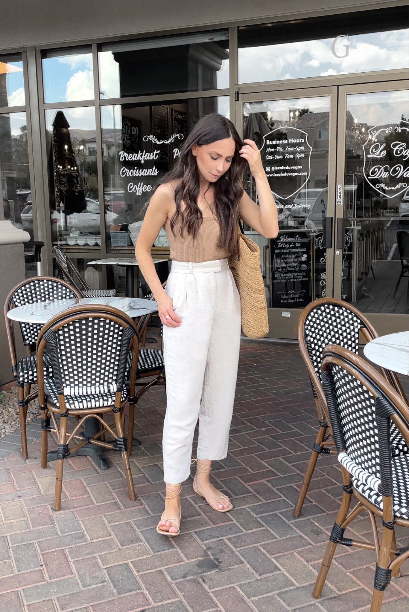 Linen pants outfit with beige top and nude sandals 🤎

Summer outfit, linen pants, white linen pants, beige linen pants 

#LTKstyletip #LTKFind #LTKunder100