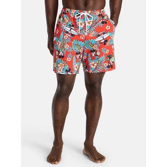 Disney Mickey Mouse Men's and Big Men's Beach Swim Trunks, Sizes S-3XL | Walmart (US)