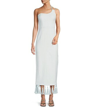 Antonio Melani x M.G. Style Kate One Shoulder Sweetheart Neckline Fringe Midi Dress | Dillard's | Dillard's