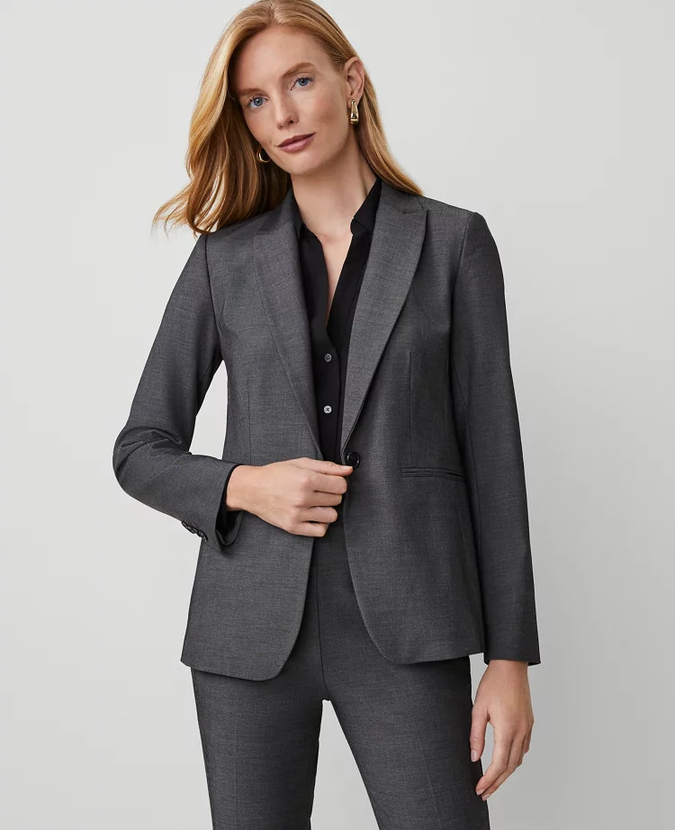 The Long One Button Blazer in Bi-Stretch | Ann Taylor