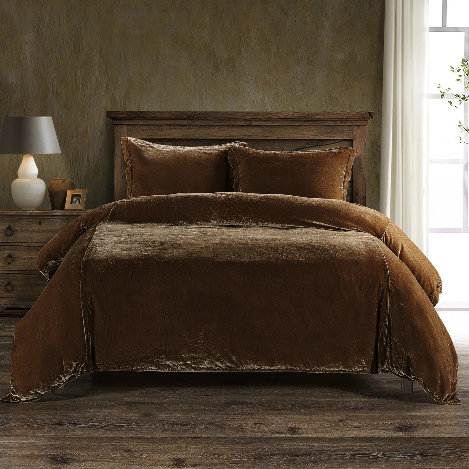 Stella Faux Silk Velvet Classic Chic Modern Rustic Romantic Western Duvet Cover Set | Wayfair North America