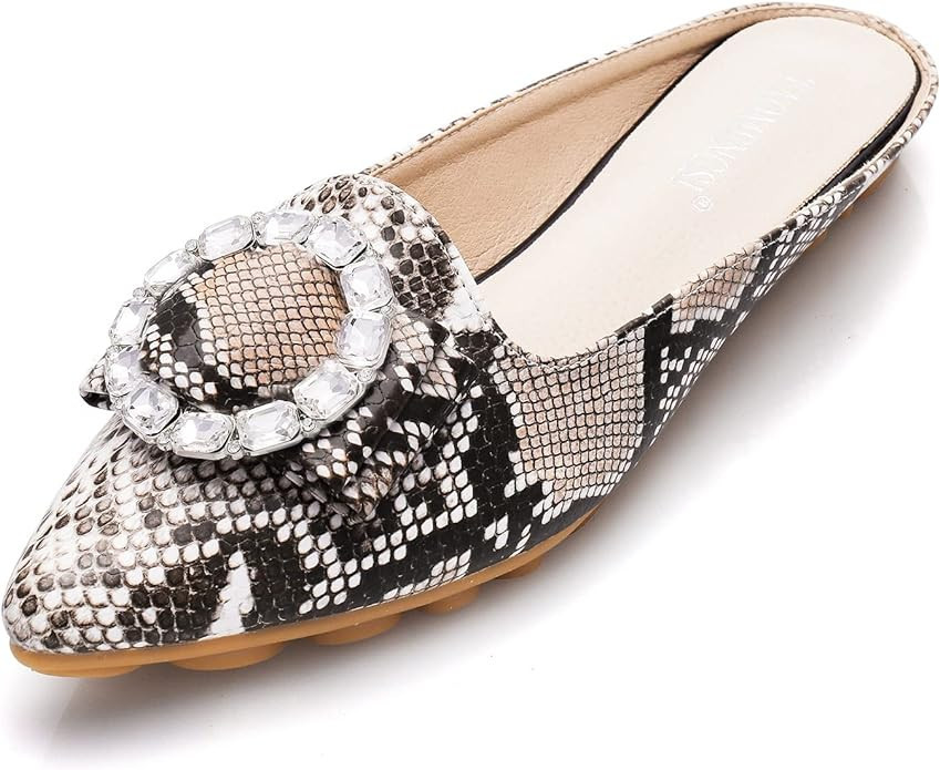 VYKF Mules for Women Flats Comfortable Slip on Backless Loafers Closed Toe Slides Women's Pointed... | Amazon (US)