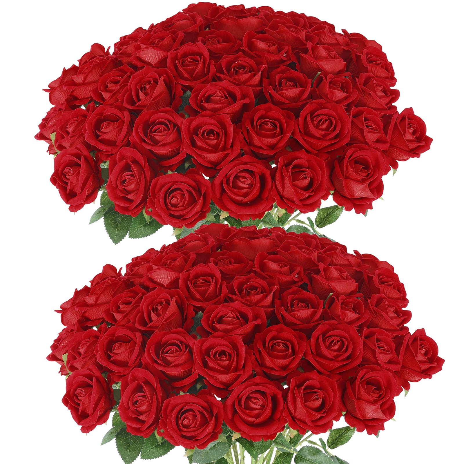 Hananona 50 Pcs Artificial Roses in Bulk, Fake Silk Red Roses Realistic Roses for Wedding Centerp... | Amazon (US)