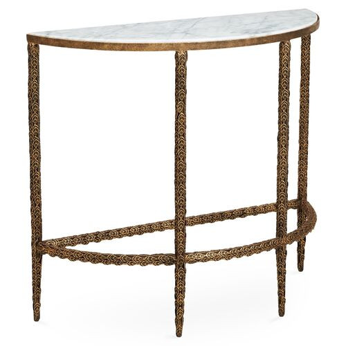 Vale Marble-Top Demilune, Burnished Gold | One Kings Lane