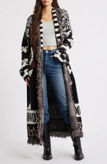 Howdy Cowboy Jacquard Longline Cardigan | Nordstrom