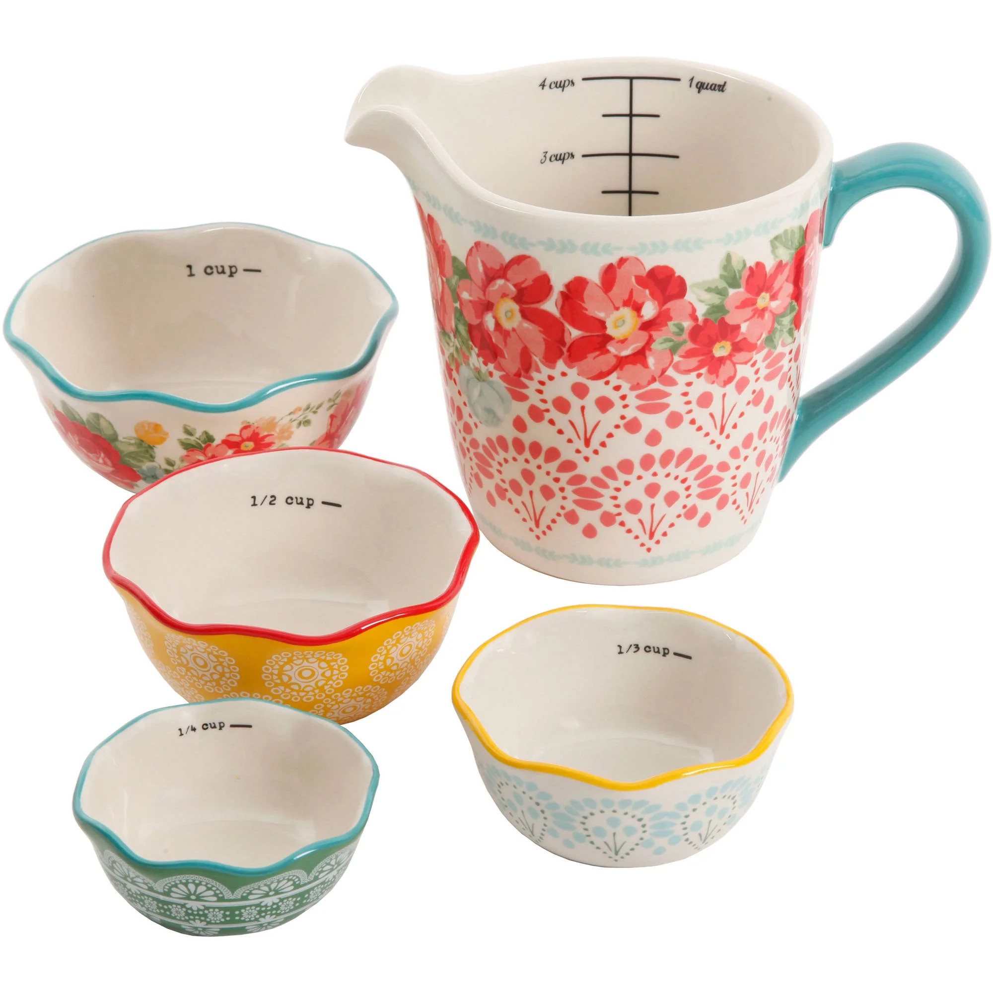 The Pioneer Woman 5-Piece Prep Set, Measuring Bowls & Cup - Walmart.com | Walmart (US)