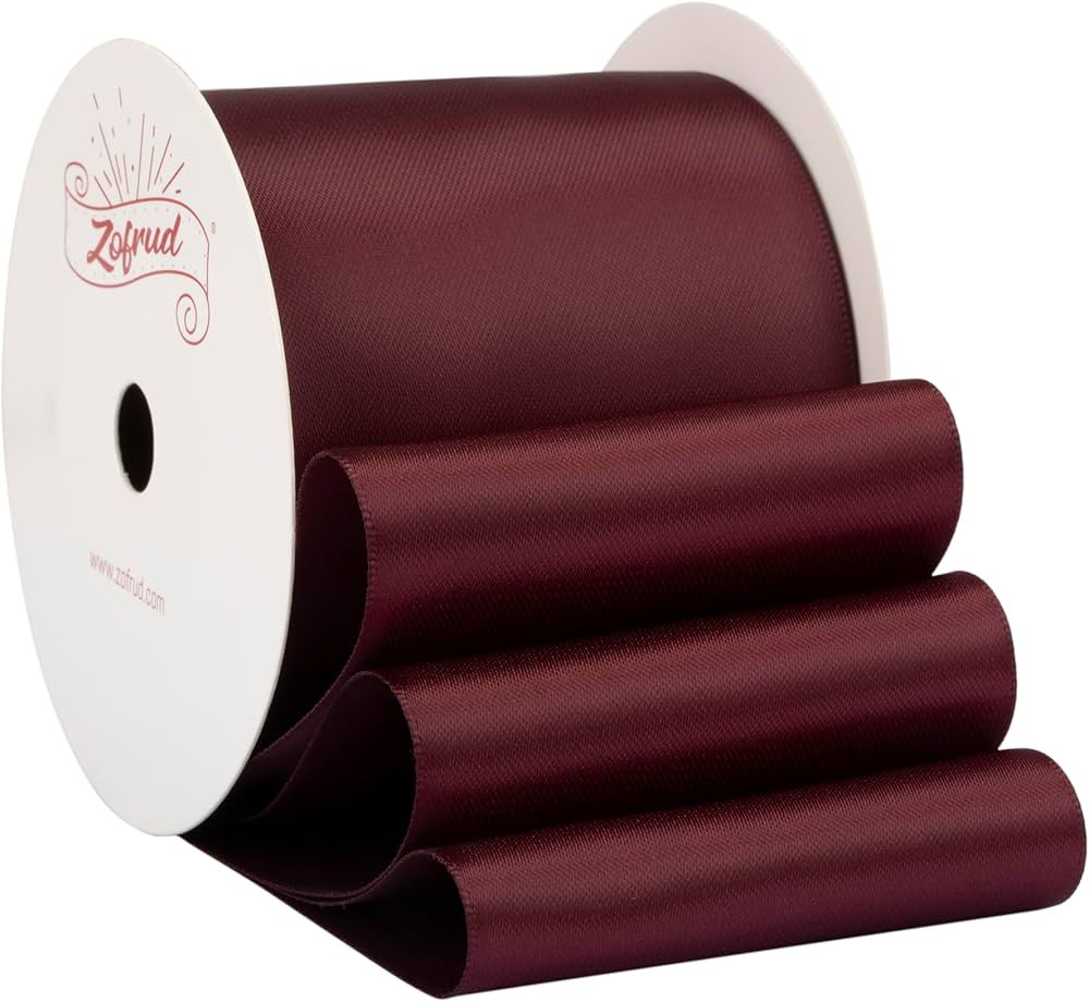 Burgundy Satin Ribbon 2 1/2 Inch Wide x 10 Yds - Large Ribbon Ideal for Bows, Gift Wrapping, Flow... | Amazon (US)