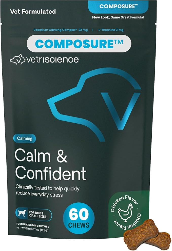 VetriScience Calm & Confident Chews, Composure Clinically Tested Calming and Anxiety Supplement f... | Amazon (US)