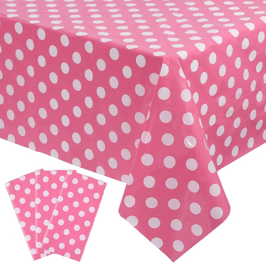 Kesfey 3 Packs Minnie Mouse Tablecloth 54 x 108 Inch Pink Polka Dot Table Cloths Disposable Plast... | Amazon (US)