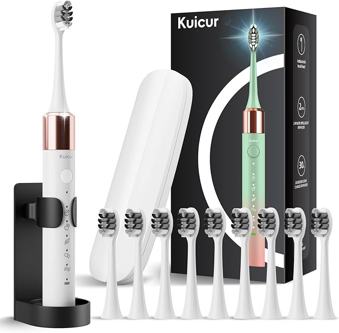 Electric Toothbrush, 10 Brush Heads & Travel Case, 42,000 VPM Electric Motor & USB Charging, 5 Mo... | Amazon (US)