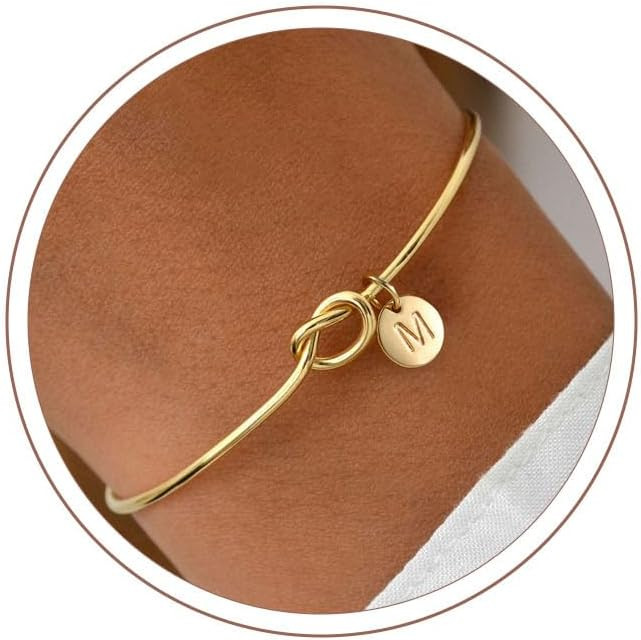 Turandoss Mothers Day Gifts for Mom Wife - Dainty Knot Letter A-Z Initial Bracelet Personalized C... | Amazon (US)