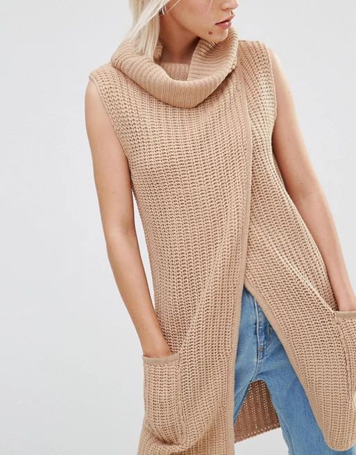Brave Soul Roll Neck Open Front Sweater at asos.com | ASOS US
