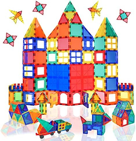 Magnetic Building Blocks,Gifts2U 116PCS Magnetic Tiles Building Set for Kids with Storage Box STE... | Amazon (US)