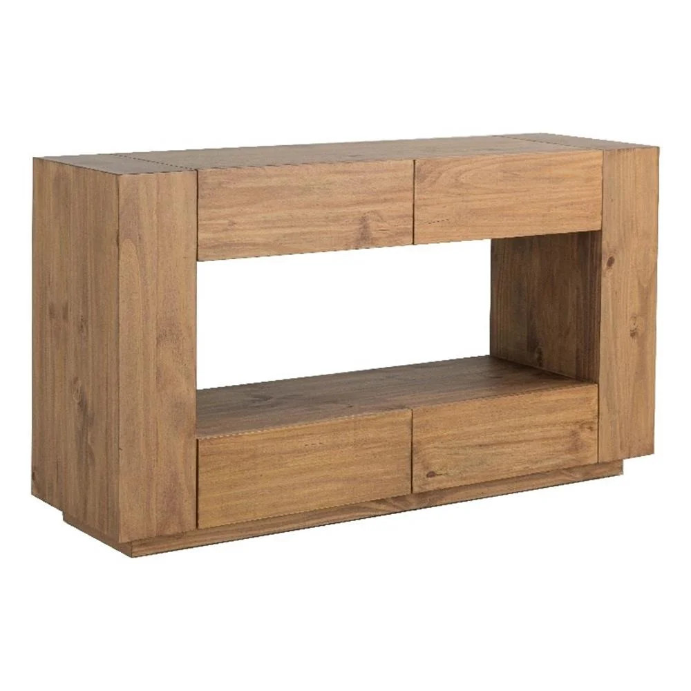 ACME Harlan Contemporary Wood 4-Drawer Rectangular Sofa Table in Oak | Walmart (US)