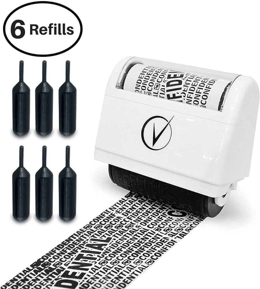Identity Theft Protection Roller Stamps Wide Kit, Including 6-Pack Refills - Confidential Roller ... | Amazon (US)