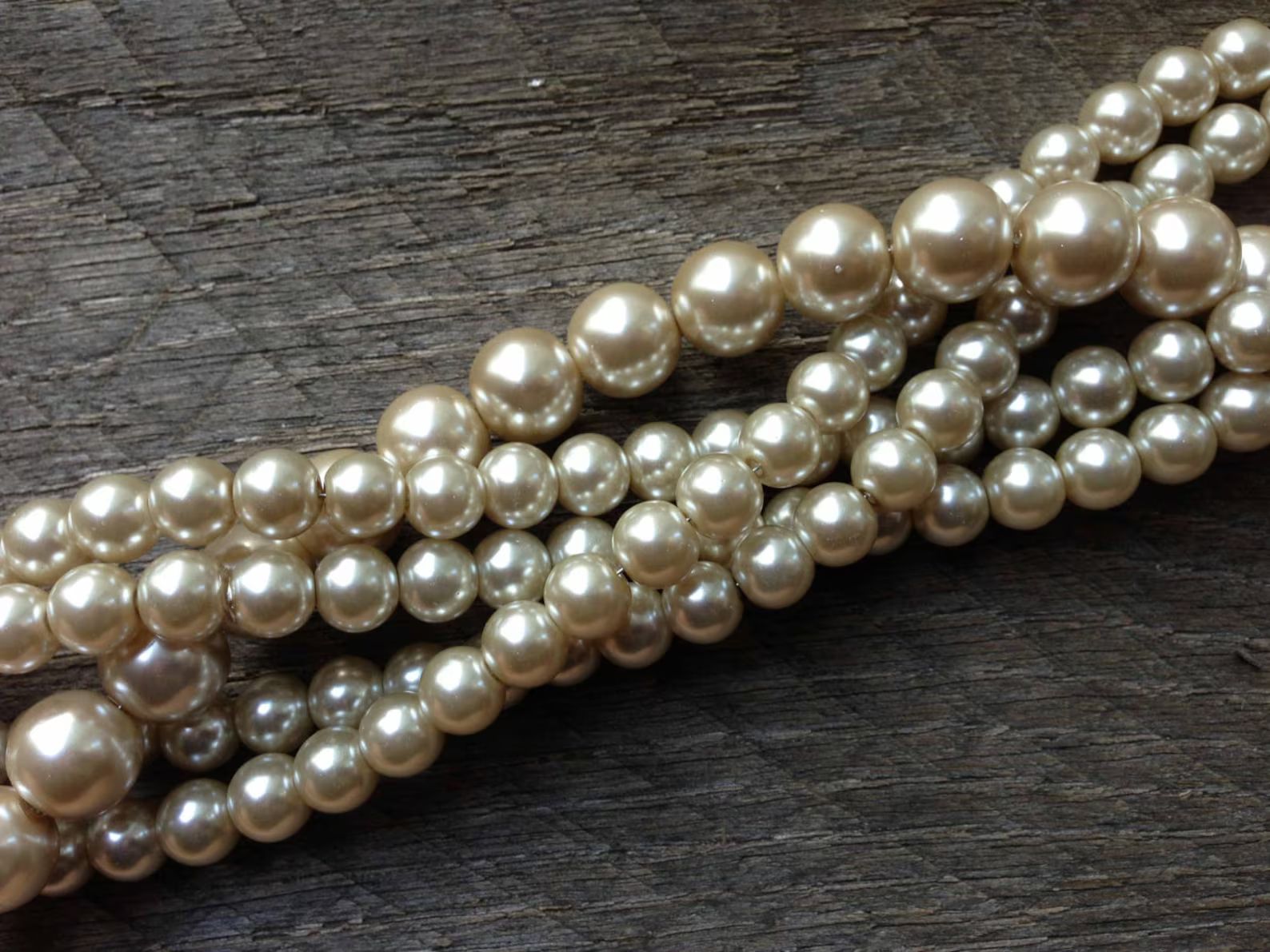 Champagne Chunky Pearl Necklace Multi Strand Necklace Wedding - Etsy | Etsy (US)
