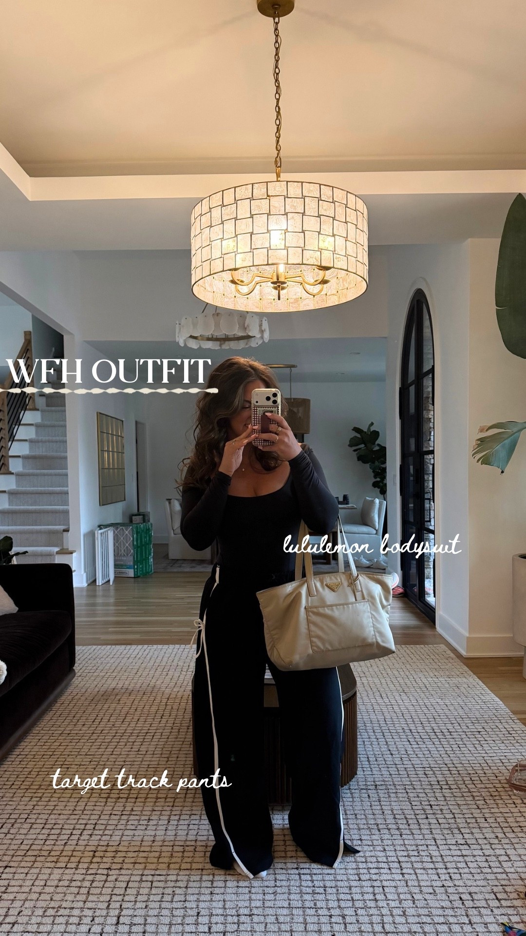 Work from home outfit! Lululemon bodysuit is on sale. Wearing a medium in both but pants do run a little big, so a small would’ve worked too!