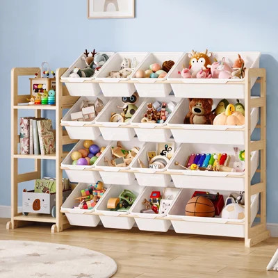 Toy Storage Organizer - Toy Organizers And Storage With Bookshelf, Toy Storage Shelf With 4 Shelves And 16 Storage Bins, Kids Bookshelf And Toy Storag | Wayfair North America