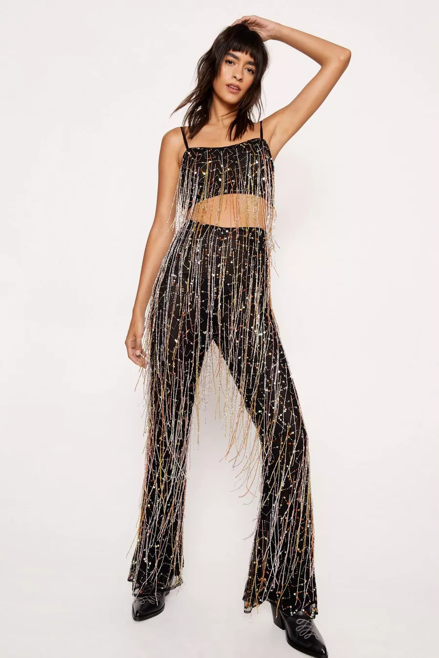 Sequin Tassel Beaded Flare Trousers | Nasty Gal UK (+IE)