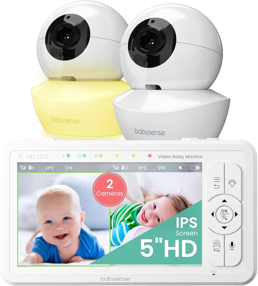 Babysense 5" HD Split-Screen Baby Monitor, Video Baby Monitor with 2 Cameras and Audio, Night Lig... | Amazon (US)