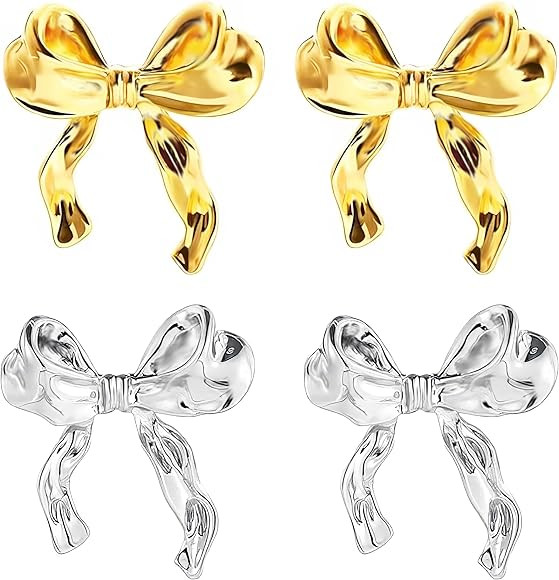 Amazon.com: 2pcs Bow Earrings for Women Girls Flower Ribbon Bow Stud Earrings Gift (Style-A): Clo... | Amazon (US)