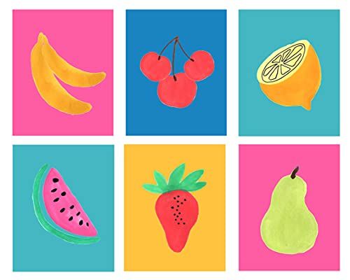 Abstract Fruit No.18 Wall Art Prints. Set of 6-8x10 Unframed Colorful Modern Kitchen Decor. Shades o | Amazon (US)