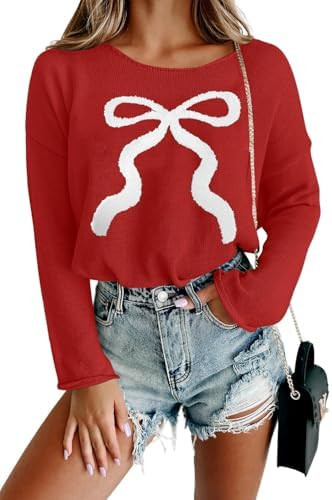 Women Merry Christmas Sweater Long Sleeve Xmas Knitted Top Funny Holiday Graphic Pullover Tops 20... | Amazon (US)