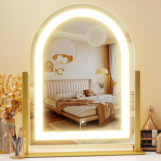 Arched Makeup Vanity Mirror with Lights 17.2" Large LED Lighted Mirror, Hollywood Make Up Mirror ... | Amazon (US)