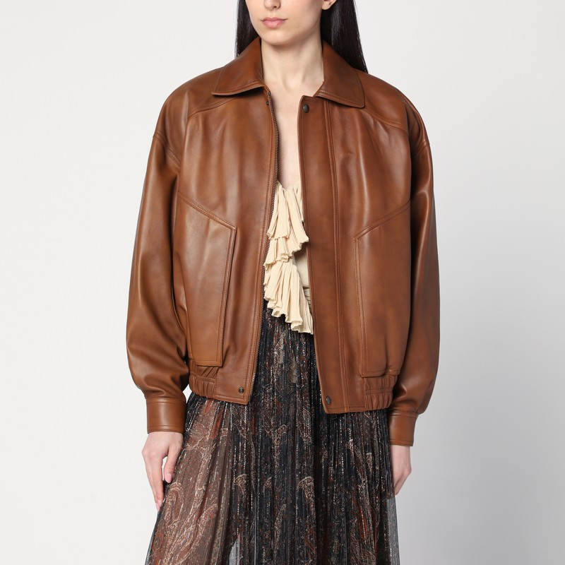 Brown vintage leather bomber jacket | The Double F