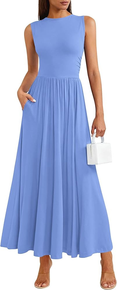 PRETTYGARDEN Summer Maxi Dresses for Women 2026 Sleeveless A Line Flowy Long Casual Sundress Wedd... | Amazon (US)