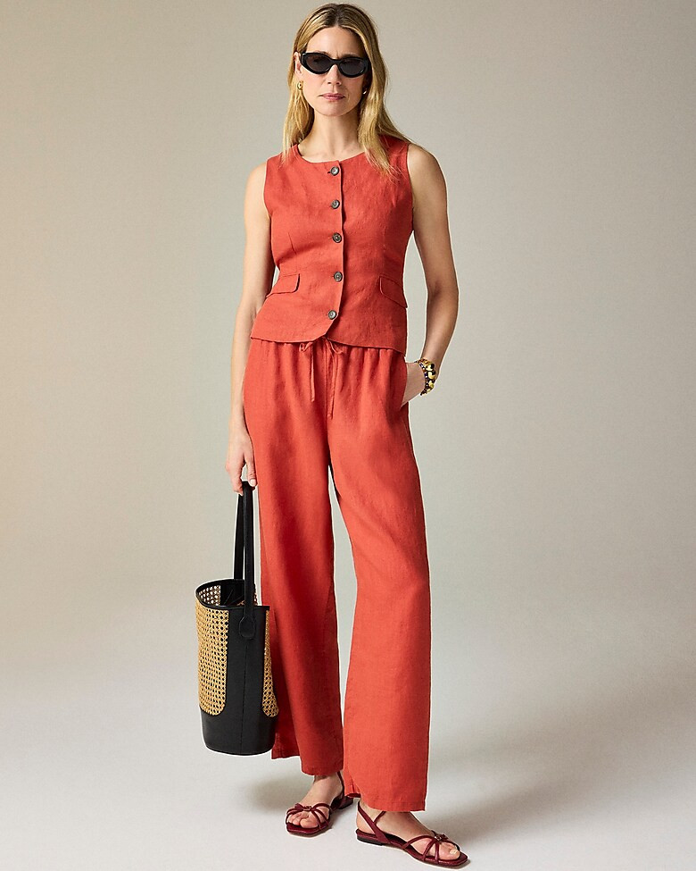 Crewneck vest in linen | J. Crew US