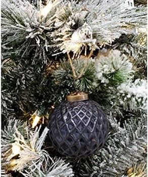 AuldHome Farmhouse Ball Ornaments (Set of 6, Matte Black); Distressed Metal Glass Ball Vintage St... | Amazon (US)