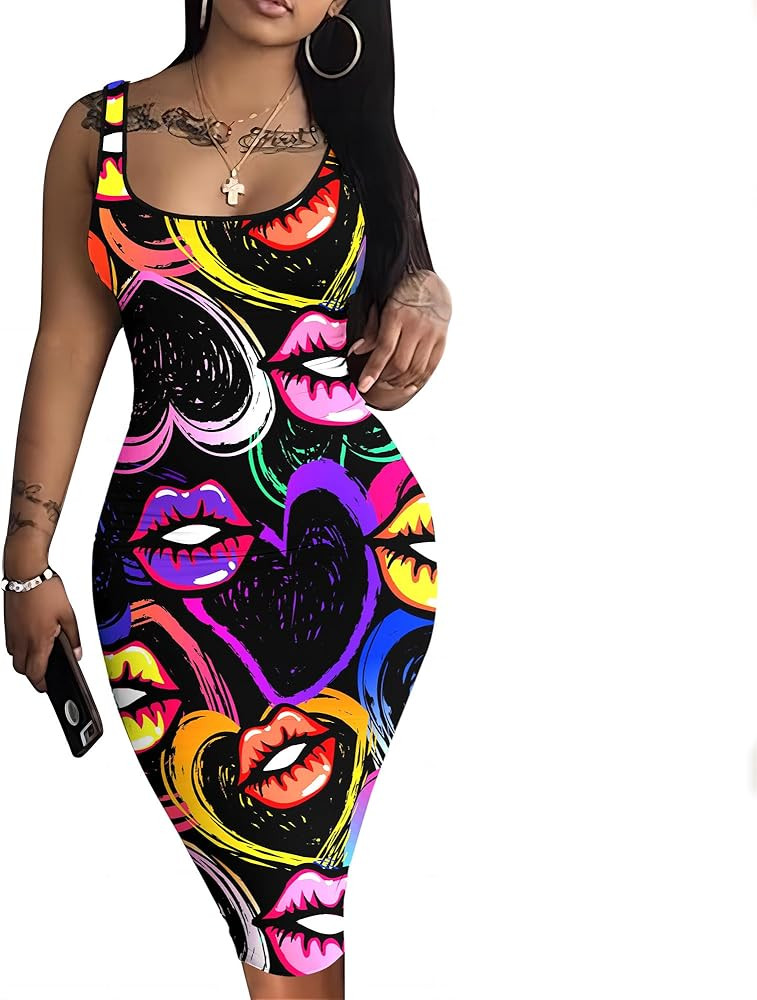 Nimsruc Women Casual Sexy Tank Top Bodycon Dress Summer Pencil Sleeveless Basic Midi Club Dresses | Amazon (US)