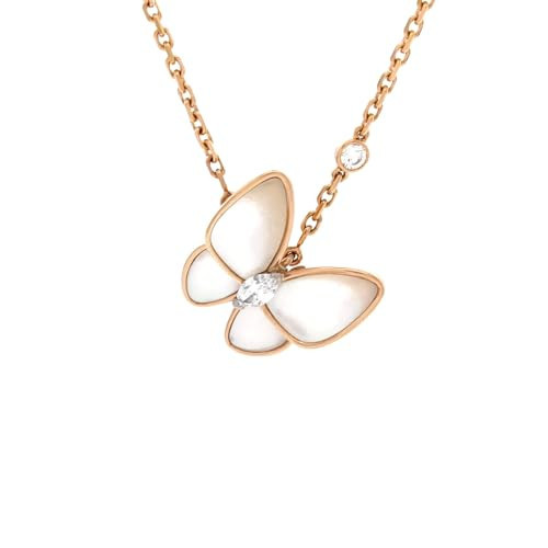 Van Cleef & Arpels, Pre-Loved Two Butterfly Pendant Necklace 18K Rose Gold with Mother of Pearl and Diamonds, Rose Gold | Amazon (US)