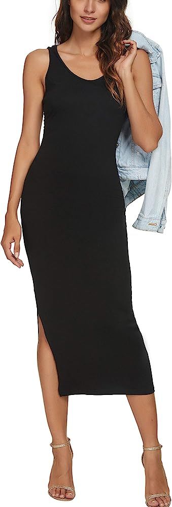 Women Scoop Neck Sleeveless Dresses Causal Bodycon Tank Dress 71819 | Amazon (US)