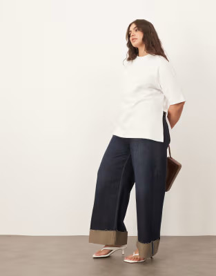 ARRANGE Curve Parker denim high waist slouchy turn up jeans in indigo | ASOS | ASOS (Global)