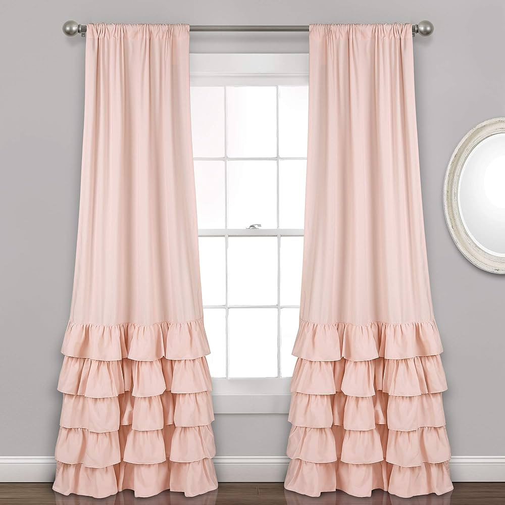 Lush Decor Allison Ruffle Curtains Window Panel Set for Living, Dining Room, Bedroom (Pair), 84 i... | Amazon (US)