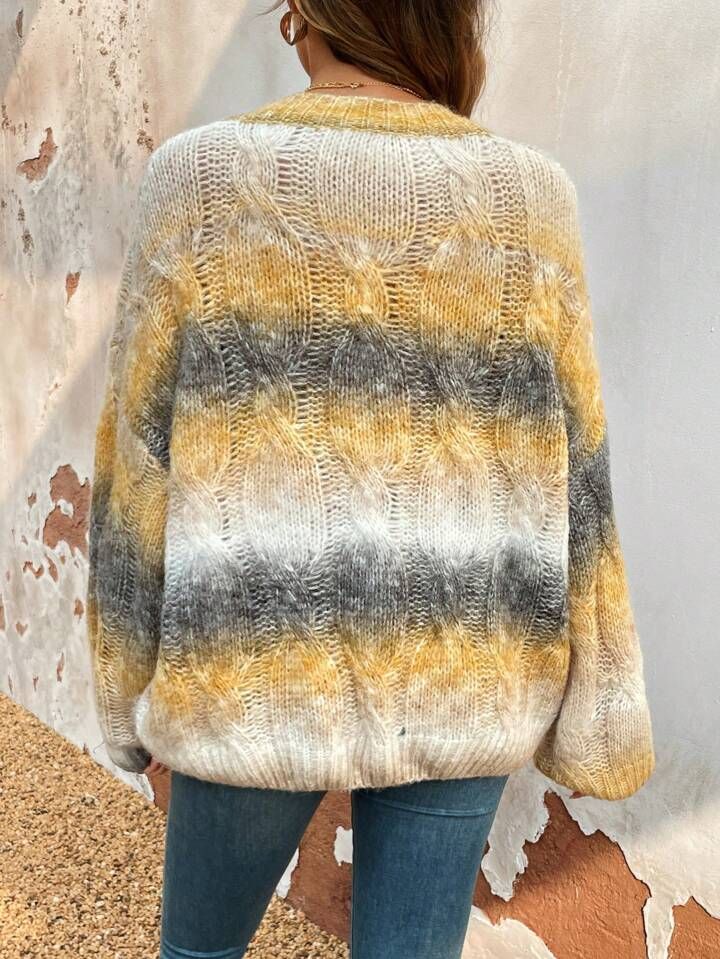 SHEIN LUNE Ombre Drop Shoulder Sweater | SHEIN