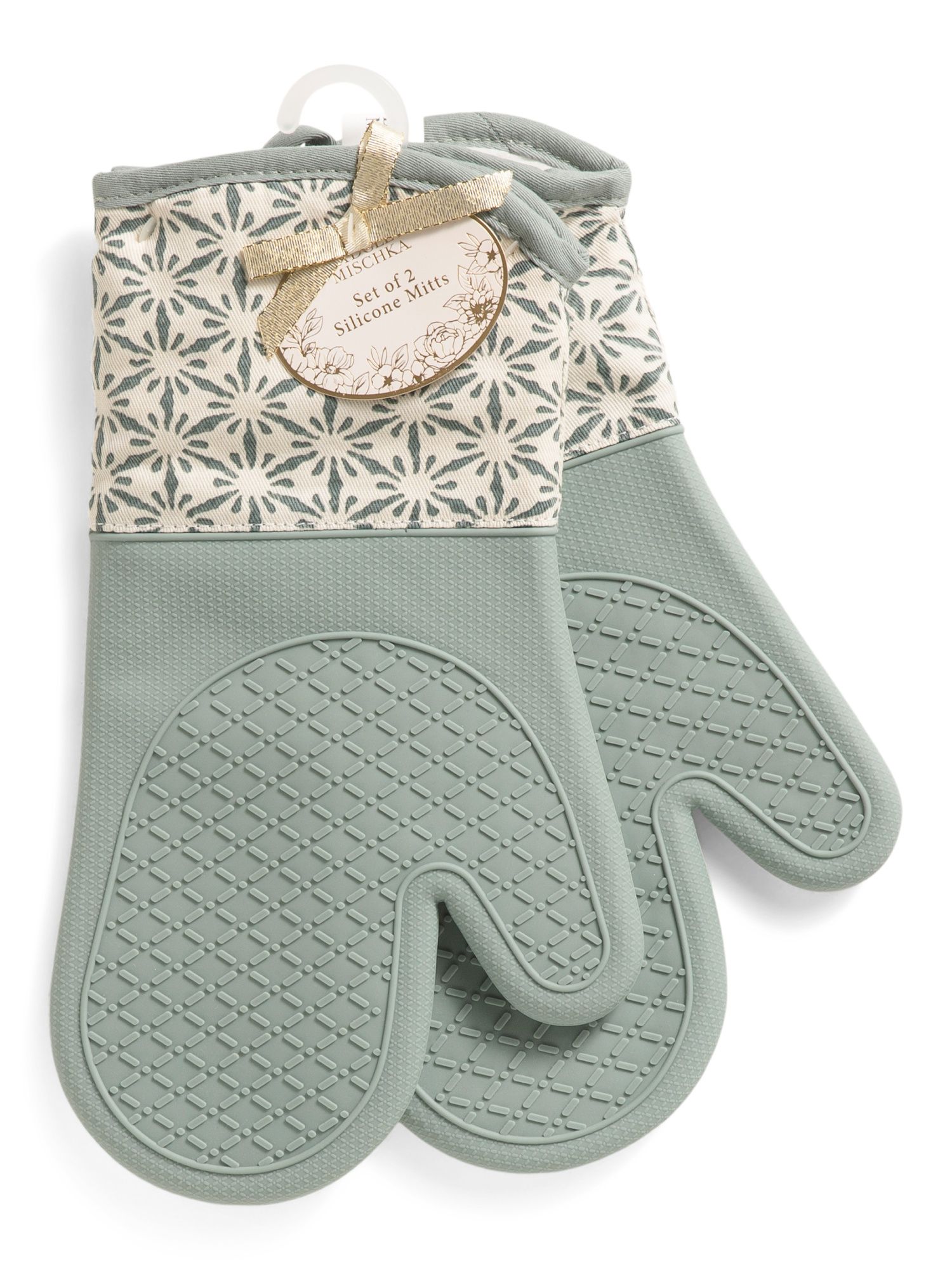 2pc Printed Fabric With Silicone Oven Mittens | Marshalls
