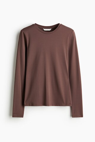 H & M - Long Sleeve Microfibre Top - Dark Mole | H&M (KR)