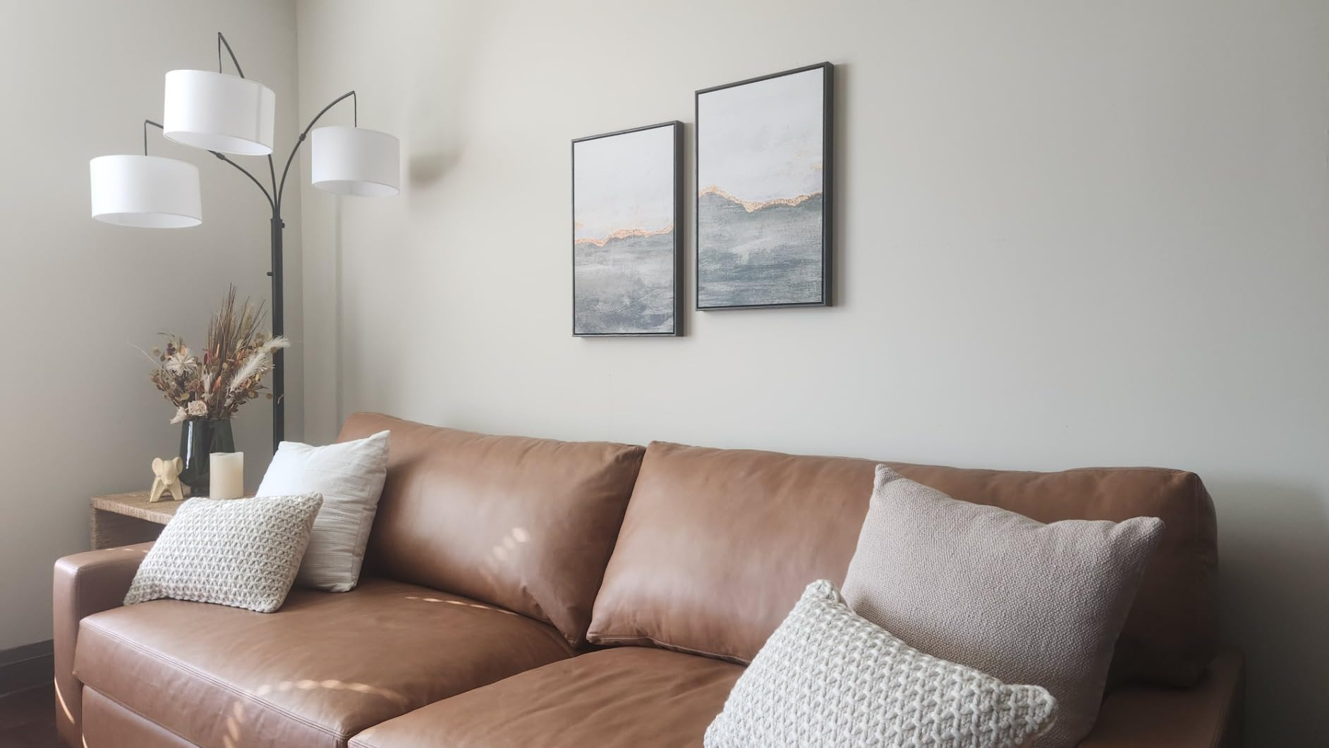 MUDECOR Framed Canvas Print Wall Art Set Blue Pastel Paint Stroke Landscape Abstract Shapes Illus... | Amazon (US)